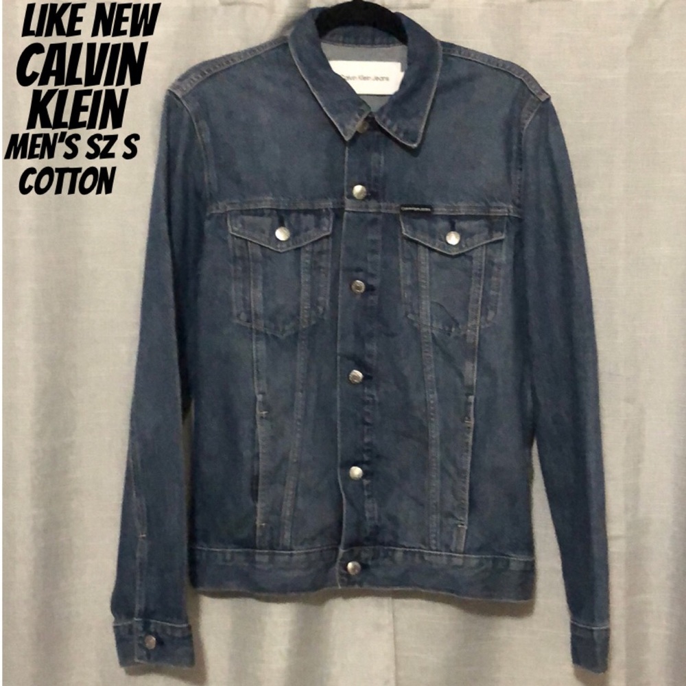 Never Worn-Calvin Klein Jean Jacket-Mens Sz S-Cotton-Trucker Style-Med Wash